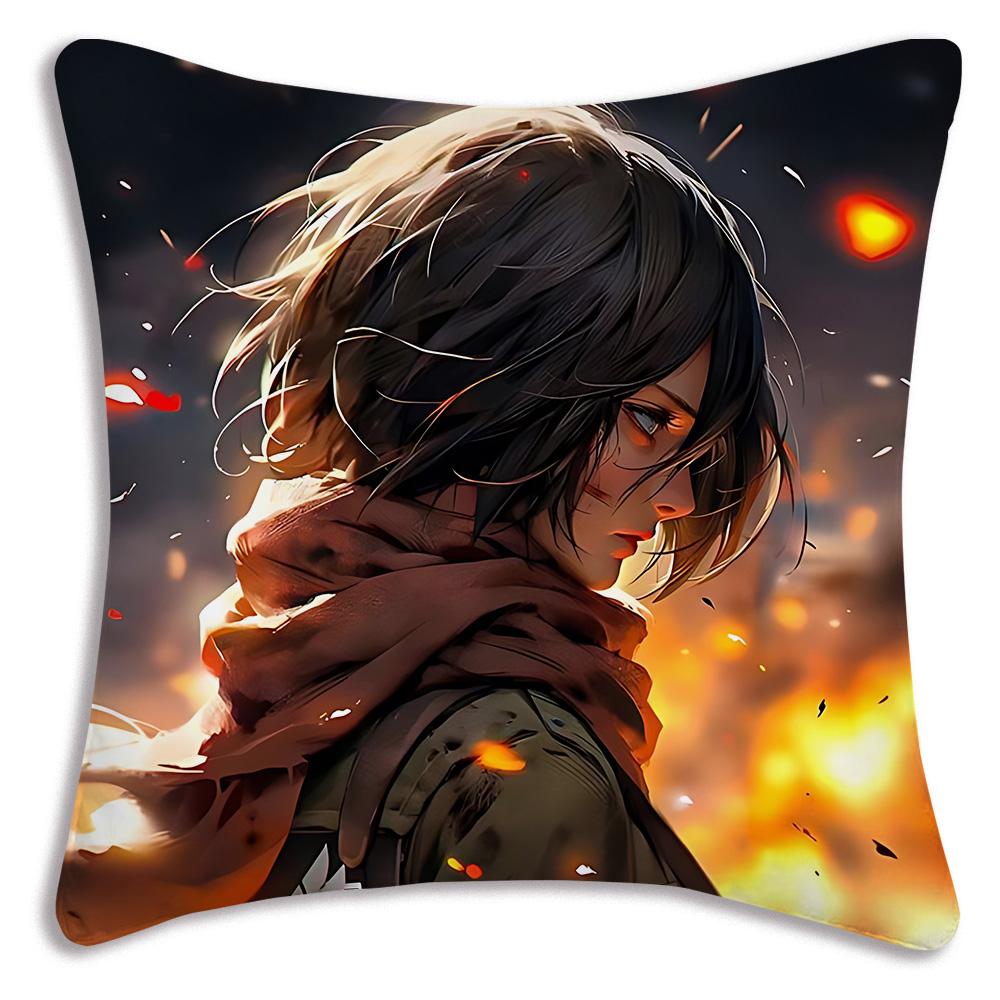 Anime Attack On Titan Pillow Covers Cartoon Sofa Decorative Home Doublesided Printing Short Plush Cute Cushion Cover