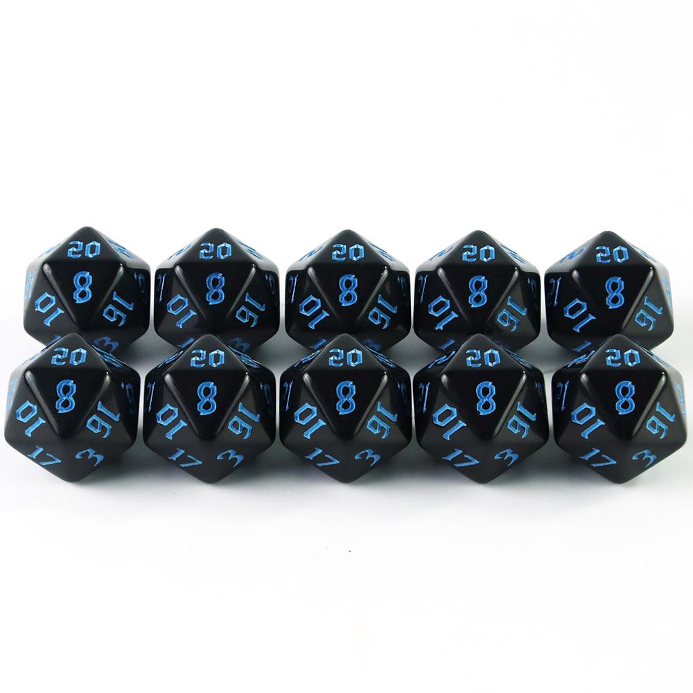 10pcs Opaque Digital Dice Polyhedral D20 Dice Set DND RPG Table Game Dice