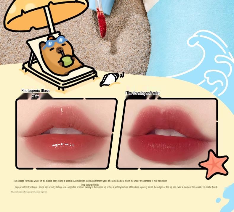 Colorkey Water Mist Lip Glaze: Qixi Capybara Non-Transfer Lipstick for Women