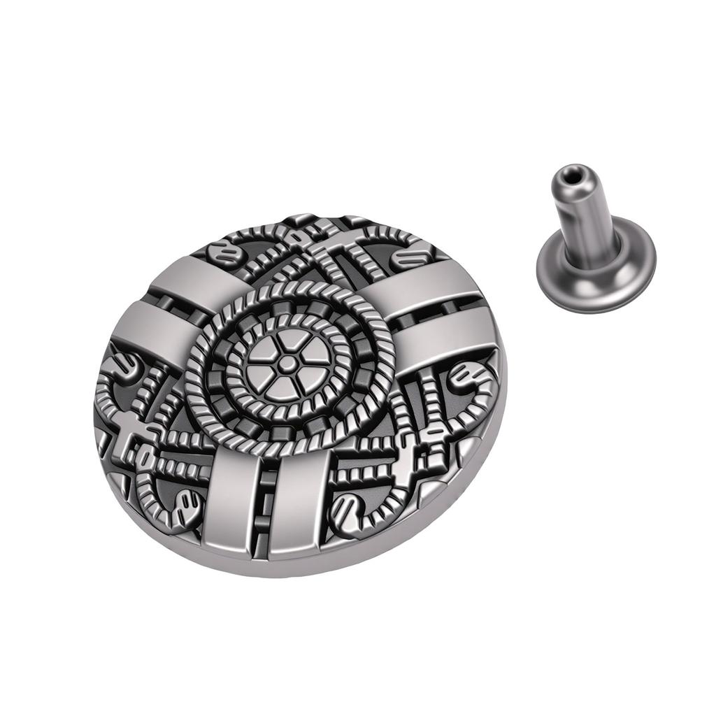 10 Sets Leather Rivets 20mm Antique Silver Round Rivets and 3x7mm Iron Trumpet Feet for Crafts Decoration
