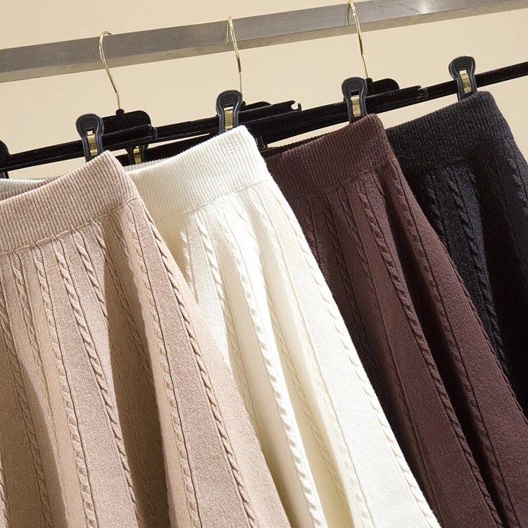 Korean Style A-Line High Waist Mini Skirt for Women - Slimming, Plus Size, Hip-Covering, Draping Effect, Big Swing Knitted Umbrella Skirt