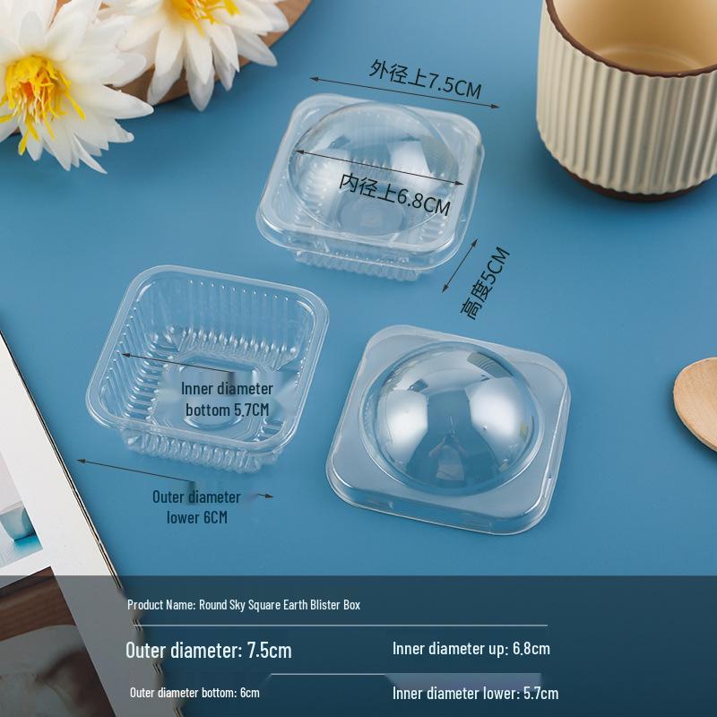 Mid-Autumn Festival Mooncake Box with Lid, Clear Cake Blister, Gold Plastic Tray
