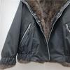 Womens Reversible Faux Fur Lined Puffer Jacket Thick Warm Biker Style Short Coat With Zipper Streetwear Oversized Fit