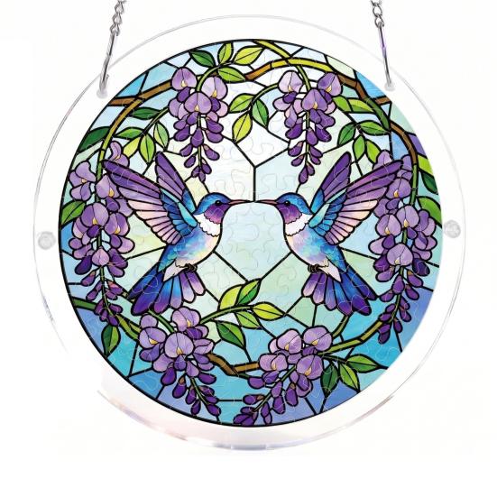 Sun Catcher Puzzle Acrylic Suncatcher Durable Clear Acrylic Colorful Patterns Window Decoration for Doors Garden