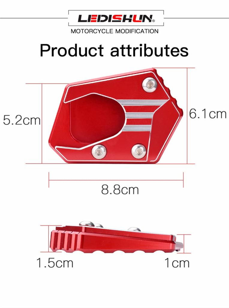 LEDISHUN Kickstand Side Stand Stand Stand Plate Extension Aluminum Compatible Honda CB150R CBR250R CB300F