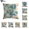 Vintage Pillowcase Printed Flower Linen Square Soft Pillow Case Sofa Seat Living Room Home Decor Cushion Cover 45*45Cm