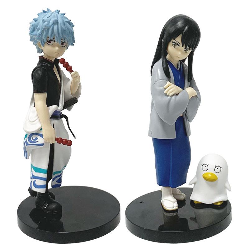 In stock 14CM Anime Gintama Figure Sakata Gintoki Katsura Kotarou Animation Model Toys Gifts Collection Decoration Ornaments