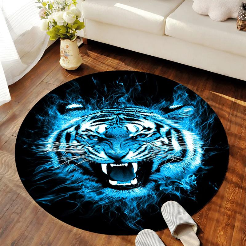 1Pc Tiger theme Circular Print Rug - home decoration Carpet For Living Room Bedroom Flooring Computer Chair Area Rug
