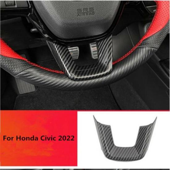Carbon Fiber Car Steering Wheel Decor Cover Trim For Honda Civic 2022 Sedan 11th