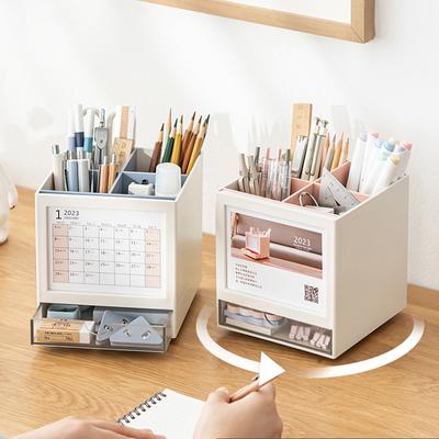 Creative 360° otočný držák per se stolním kalendářem Organizér na psací potřeby Velkokapacitní schránka na tužky Školní kancelář