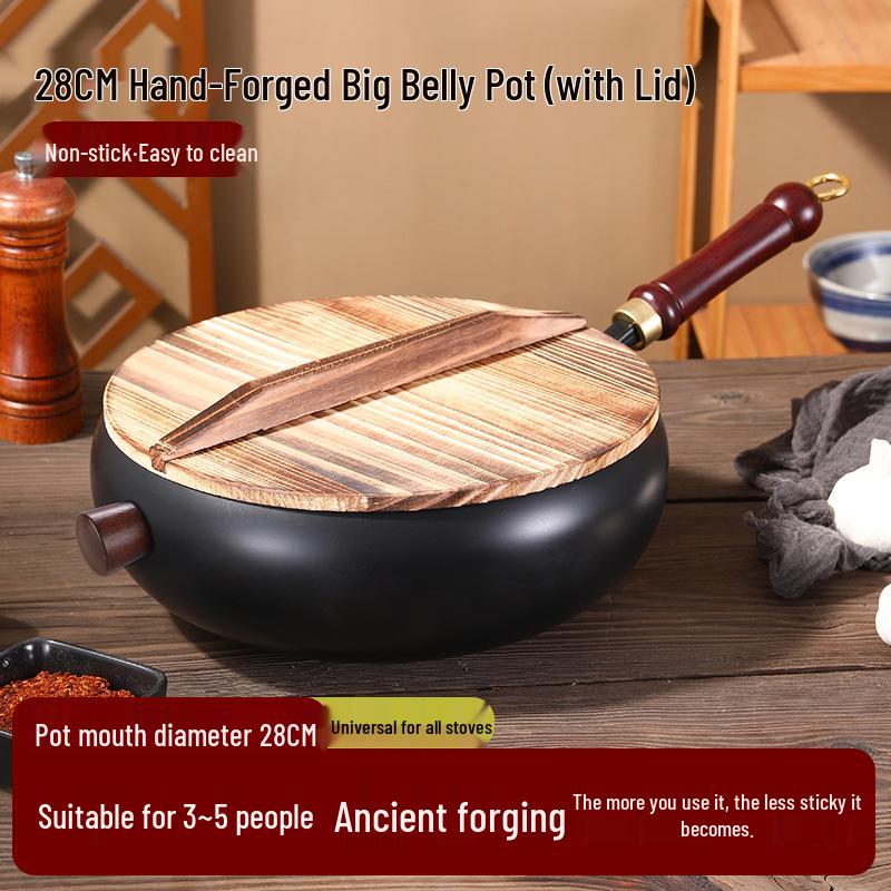 Ancient-Style Non-Stick Thick Iron Wok for Stir-Frying, Stewing, and Soup - Household & Commercial Use