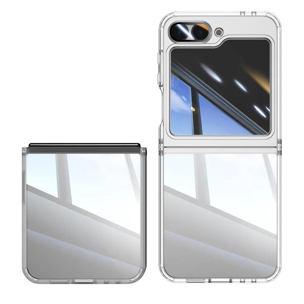 

Clear Slim Phone Case for Samsung Galaxy Z Flip 7 FE 6 5 Flip7 Flip6 Flip5 5G Transparent TPU+PC Protective Cover Galaxy Z Flip7 чистий