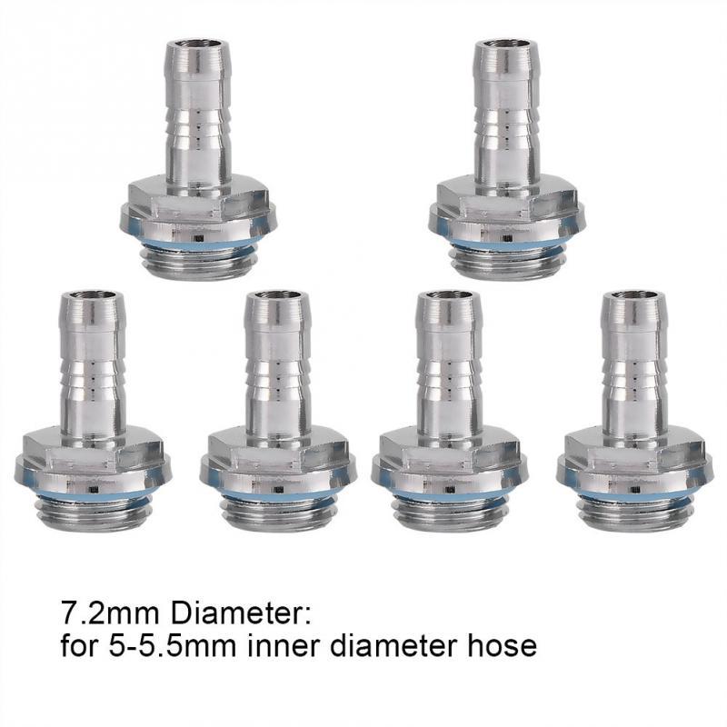 6 PCS G1 4 Thread Barb Conector con Anillo de Silicona para Bloques de Agua//Radiador//Bombas de Agua 4 Rosca Barb Fittings 6mm PC Refrigeraci/ón por Agua Accesorio de Dos toques G1