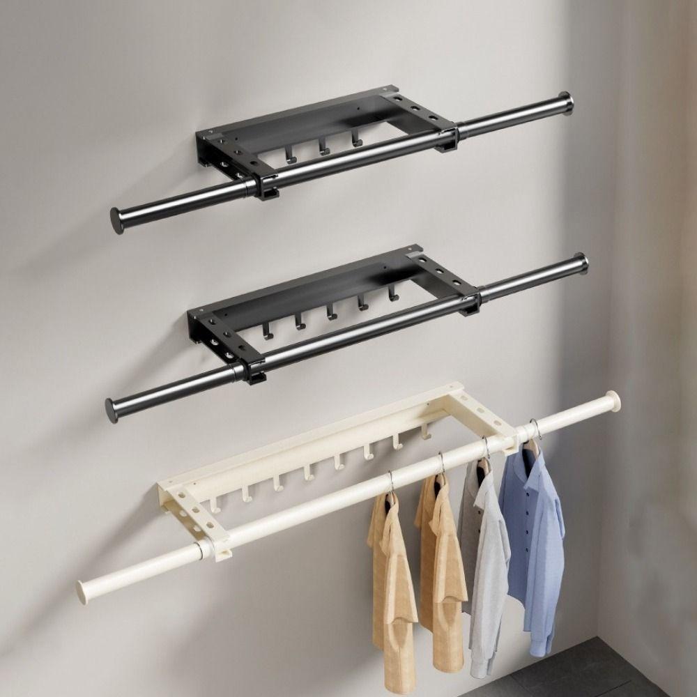 Wall Mounted Telescopic Clothes Rack Punch-free Clothes Hanger Clothes Drying Rack  Indoor