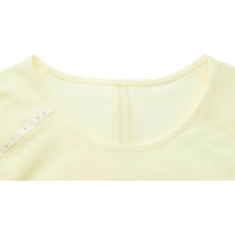 Li-Ning Simple Versatile Solid Color Sports Casual Short Sleeve T-Shirt Women Tops Yellow ATSV344-2