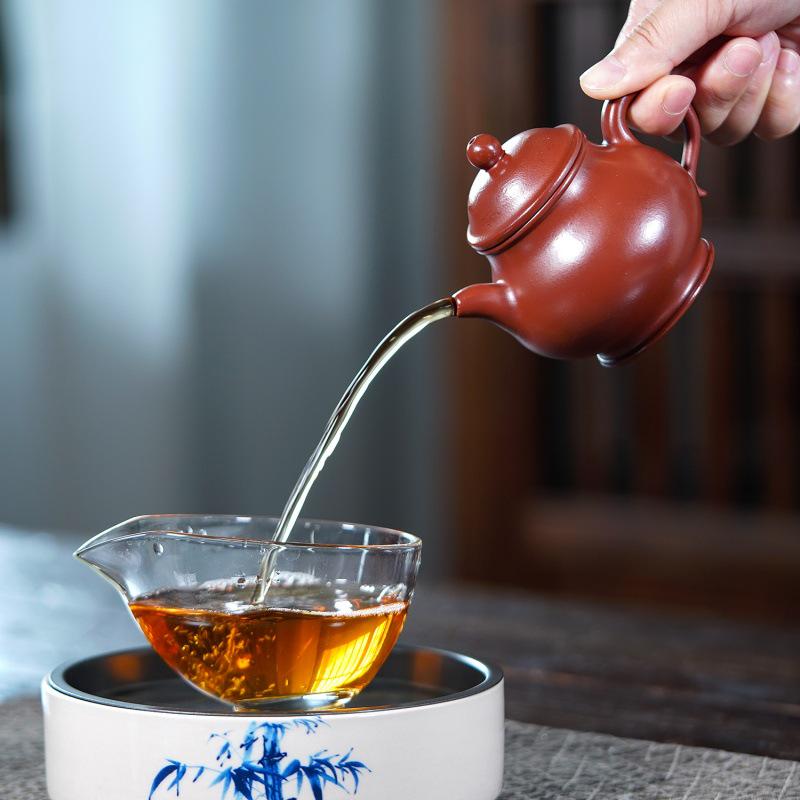 Yixing Zisha Teapot: Handmade Da Hong Pao High Handle Tea Set by Famous Artist