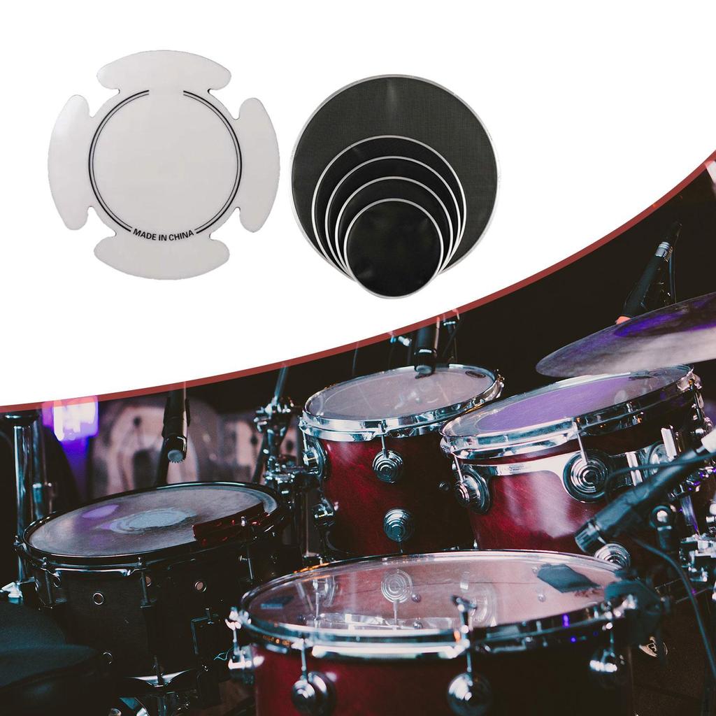 5 Pieces Bass Drum Head Silent Mute,Reduces Volume,Double Mesh Skin Professional for