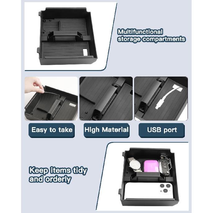 2025 4Runner Center Console Organizer for 2025 6th Gen Toyota 4Runner Accessories ABS Material Armrest Console Glove Tray Compatible with 2025 Toyota