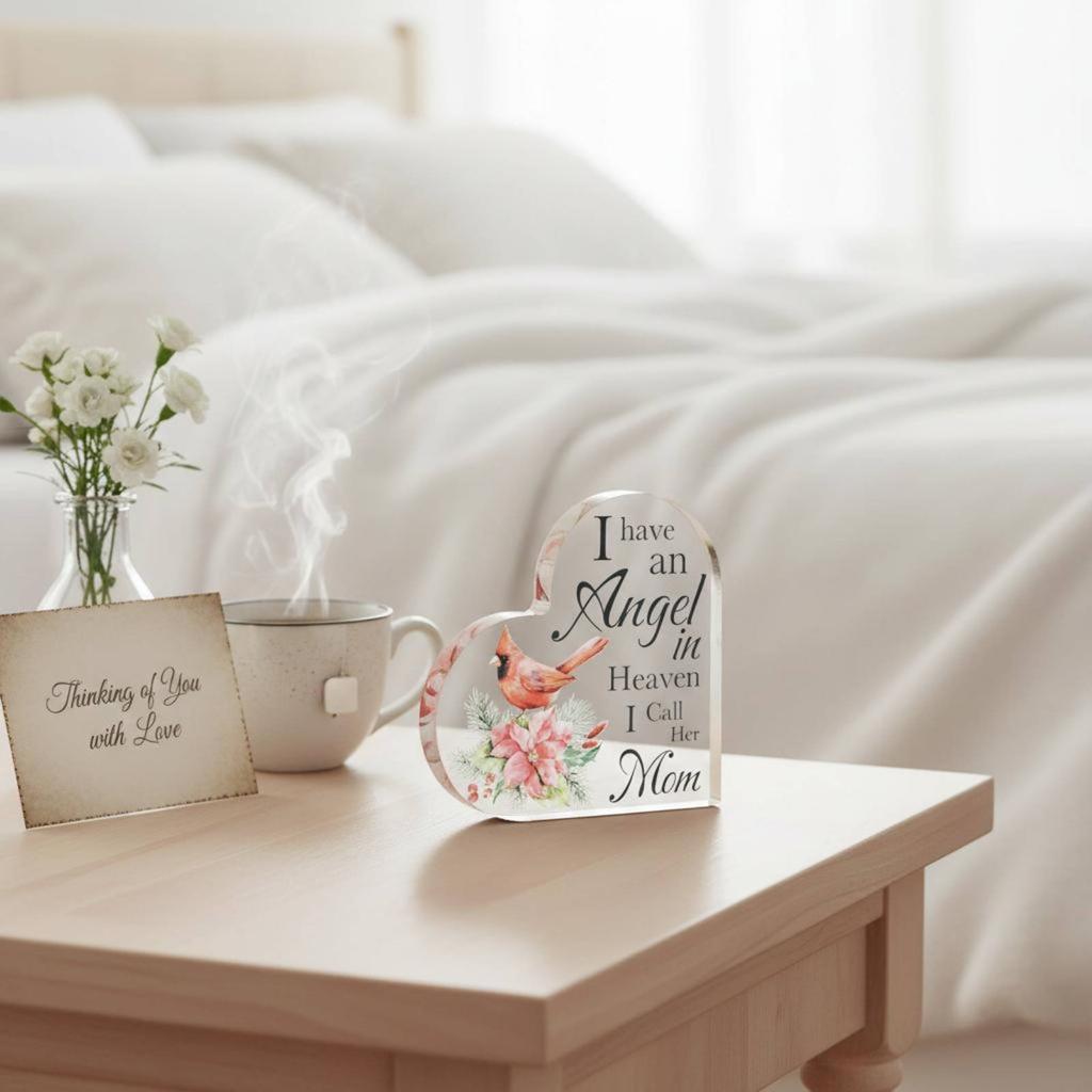 Heart Shaped Acrylic Plaque Colorfast Resistant Acrylic Heart Keepsake Transparent Memorial Block Brilliant Printing