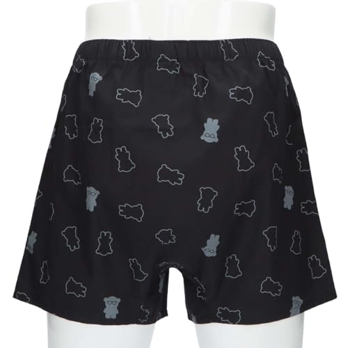 Emporio Armani Manga Bear Cotton Woven Trunks, Front Opening, Men's, Japanese Size, 54240003, Size 98 (Black)