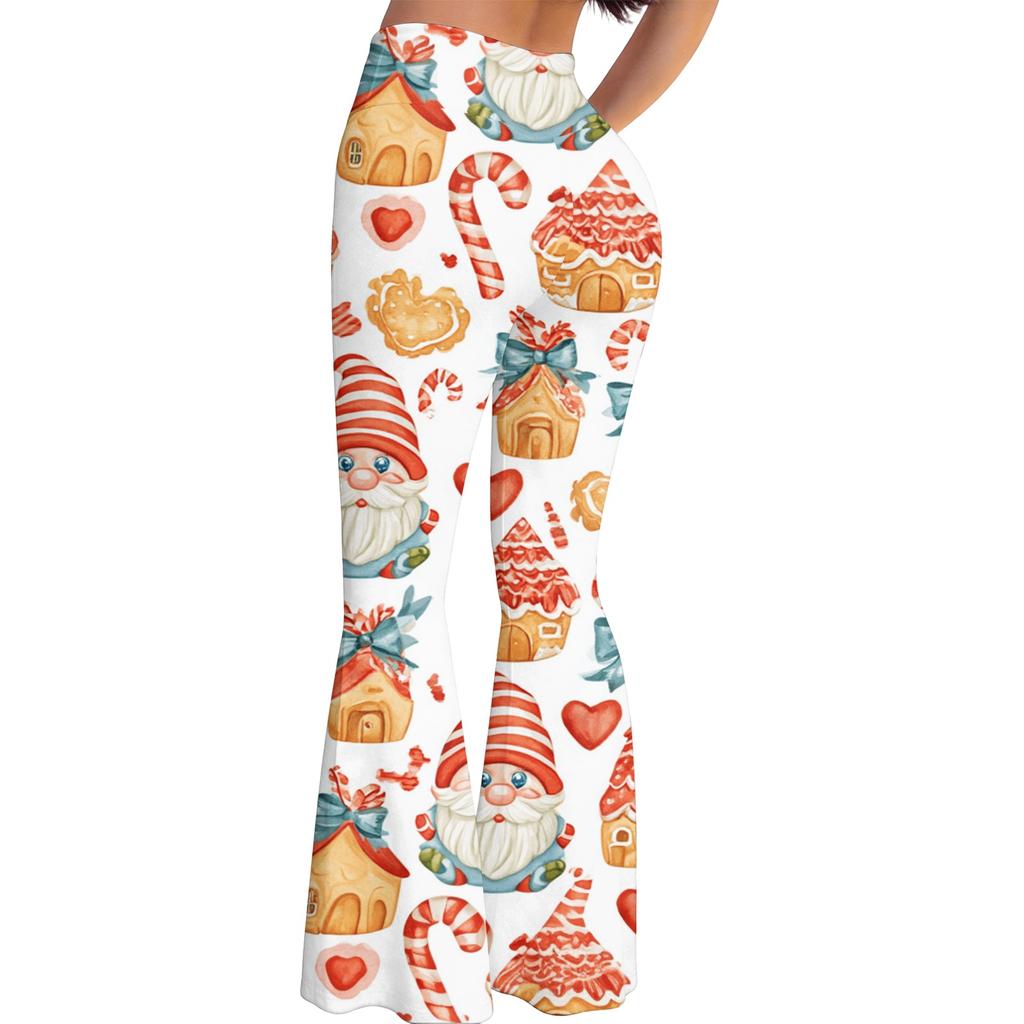 Women's Christmas Printed High Waisted Flared Yoga Pants Casual Slim Fit Everyday Wear