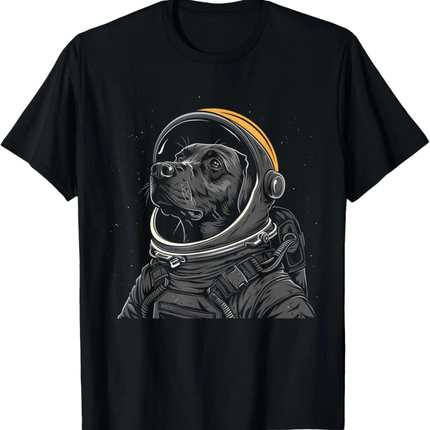 Space Suit Funny Black Lab Dog Mom Dad T-Shirt S чёрный