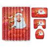 Christmas Waterproof Shower Curtain Four-Piece Floor Mat Combination Set Household Door Mat Bedroom Living Room Carpet