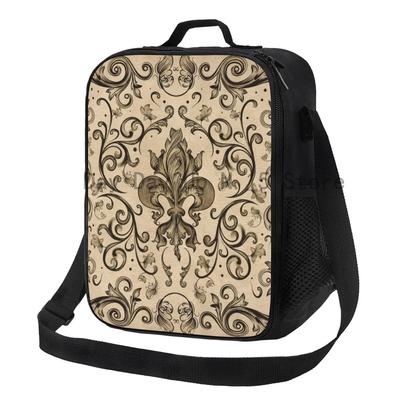 Vintage Fleur De Lis Isolierte Lunchtaschen für Camping Reisen Lilienblume Wasserdicht Thermische Kühlbox Lunchbox Frauen Kinder