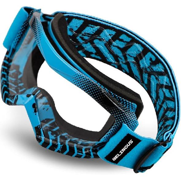 BELINOUS Kid Riding Goggles for ATV Dirt Bike Motorcycle Motorcross MX, Youth Dirt Bike Goggles for Kids 3-12 with Soft Strap