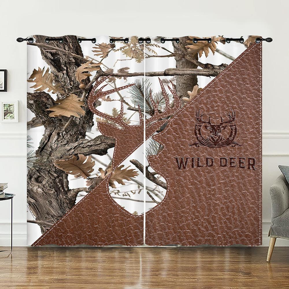Curtains Animal Deer Pastoral Curtains Digital Printing Blackout Curtains No Punching