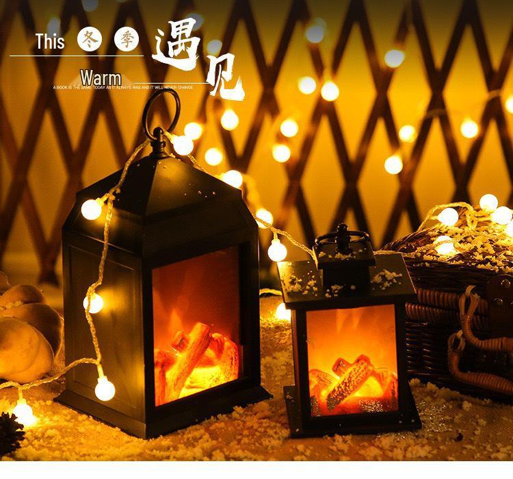 Nordic LED Flame Fireplace Lamp - Decorative Christmas Home Ornament