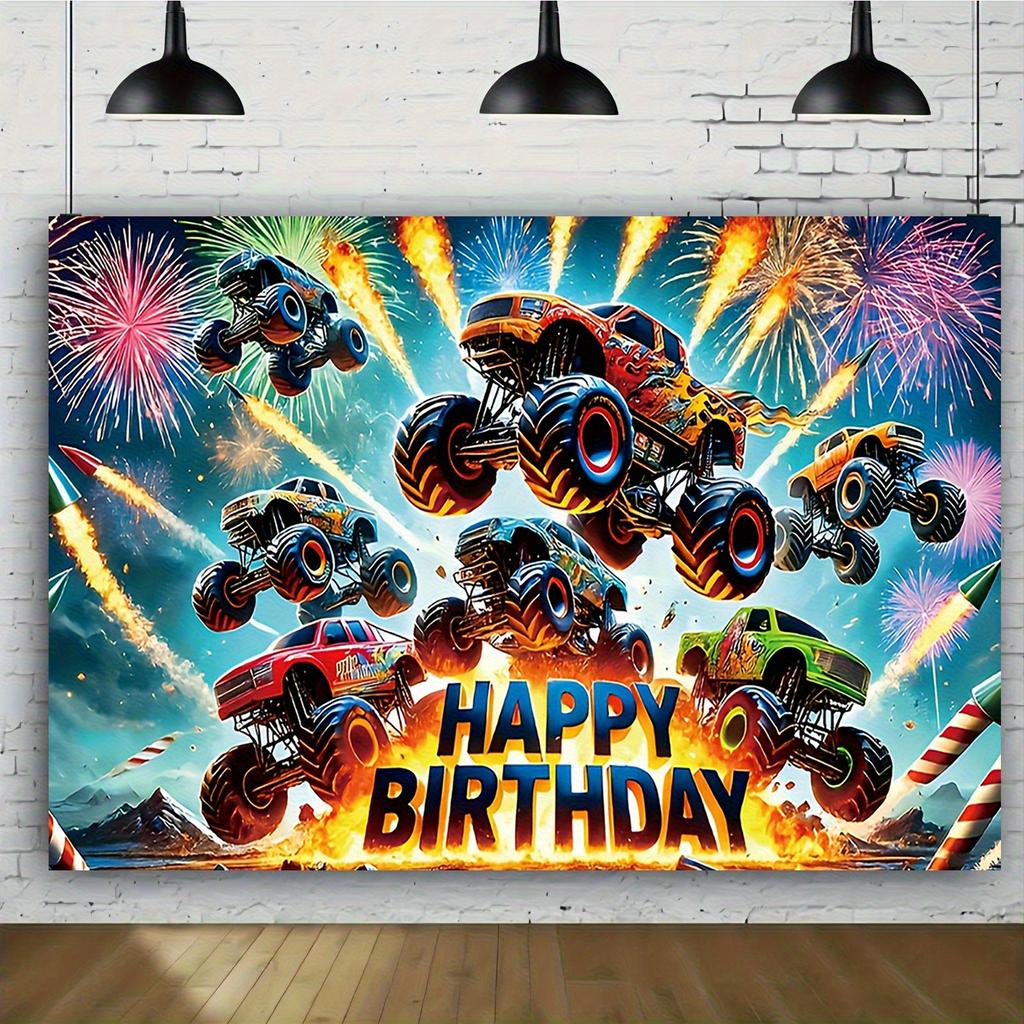 Ein lebhaftes Riesen-LKW-Geburtstag Banner - aus Polyestergewebe, eine riesige LKW-Geburtstagsdekoration