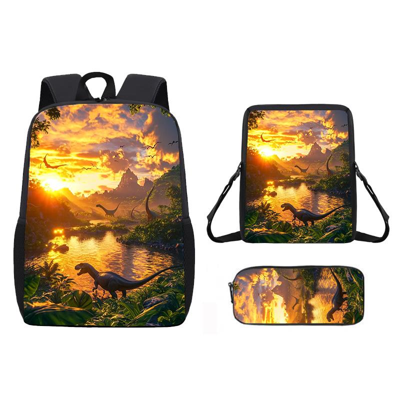 Dinosaur Animal Print Children School Backpack With Durable Oxford Material