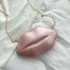 Women Lip Shape Plastic Party Evening Purse with Chain Small Coin Bag Phone Pouches Candy Color Shoulder Crossbody Bag