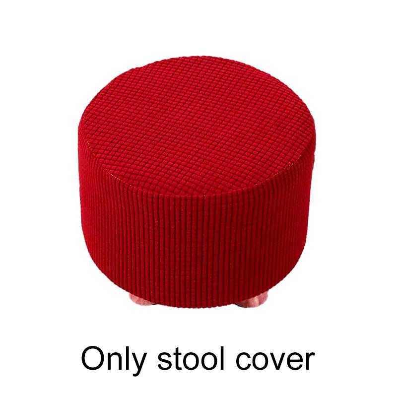 1Pc Round Seat Cover Elastic Protector Soft Pouffe Stool Removable Flannel Stool Cover Footstool