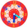 Wooden Educational Clock Toy for Cognitive Learning, Time Recognition, 12-Hour Format, Red Color, Developmental Play Tool