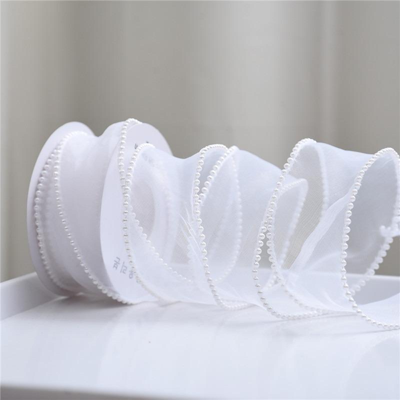 10 yards Rotolo di nastro di organza di colore pieno con bordo ondulato a coda di pesce per bouquet di fiori, regali, confezioni, decorazioni per feste di nozze