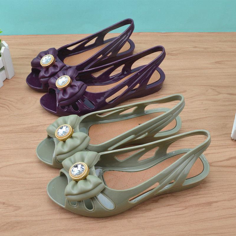 Women's Fish Mouth Plastic Sandals Summer Flat Plastic Jelly Shoes Fashion Versatile Sandals