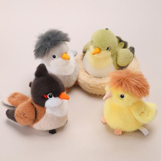 Magnetic Canary Plush Toy 13cm Realistic Finch Bird Lovely Bird Series Figurine Soft Stuffed Animal for Kids Collectors