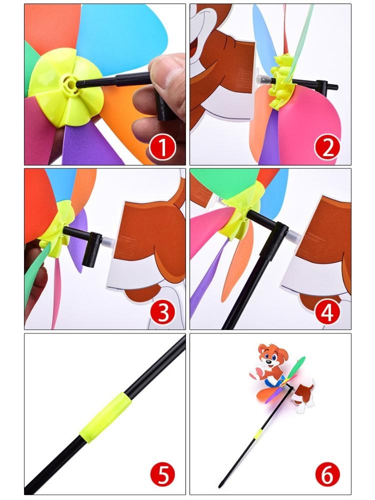 Six Colors Three-dimensional Windmill Cartoon Children Toys Home Garden Decoration Wind Spinner Whirligig Yard Decor