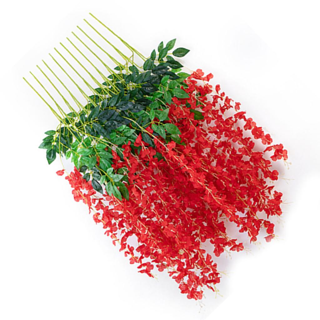 Simulated 6 Leaves Wisteria Decoration Silk Flower Artificial Faux Indoor Vine Wisteria Ornament