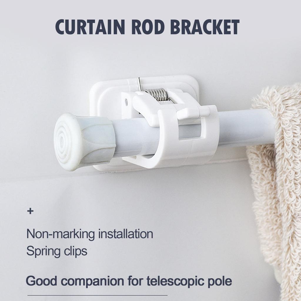 2 Supporti Per Asta Doccia Con Adesivo 3M E Viti – Staffe Da Parete Ultra Resistenti (Bianco, Asta Non Inclusa)