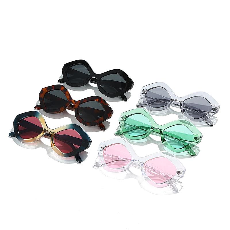  New Retro Irregular Polygon Cat Eye Sunglasses Women Green Red Shades UV400 Fashion Trending Men Sun Glasses