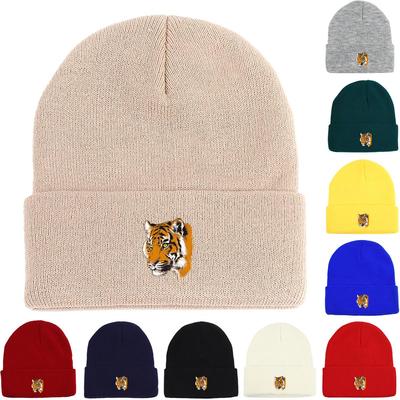 Tiger Winter Strickmütze Beanie, Tier Herren Mütze Warme Winter Freizeit Strickmütze Beanie