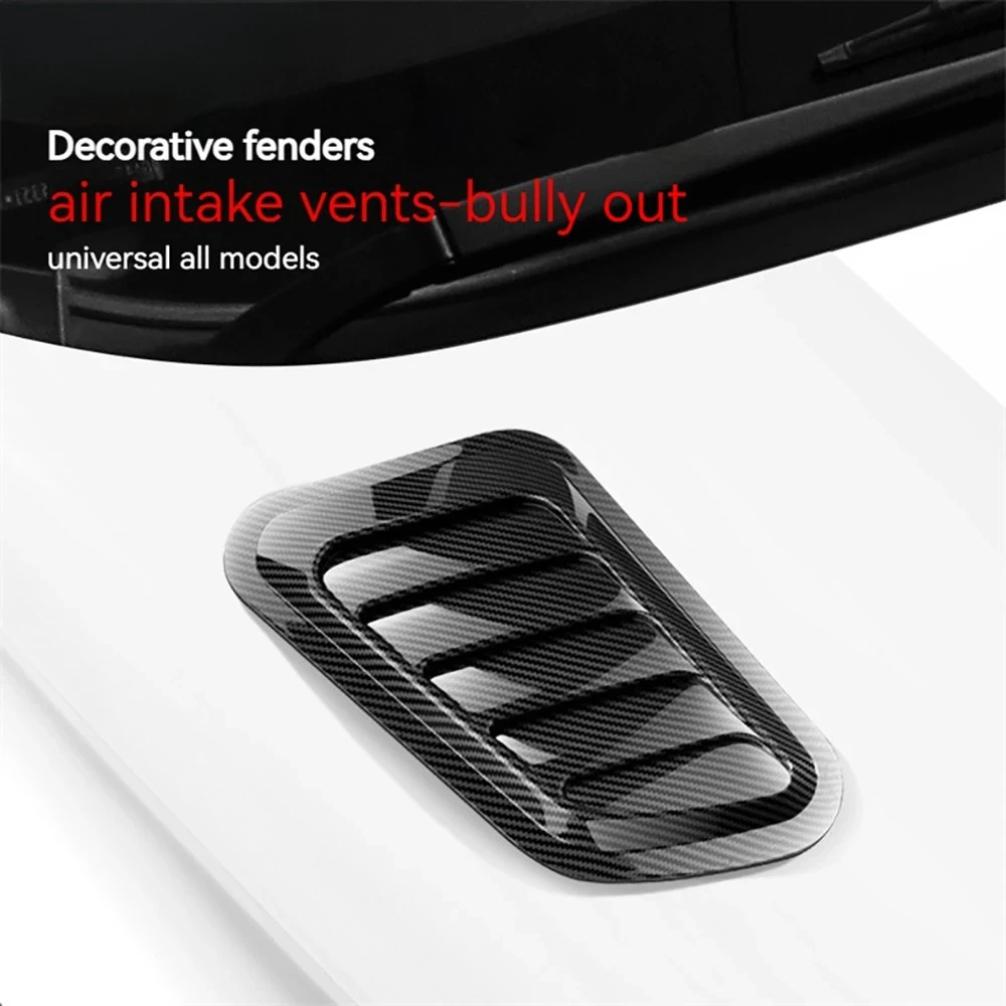Universal Car Hood Scoop Carbon Fiber Air Intake Vent Cover 2PCS Styling Accessories Exterior Decoration for Easy Install