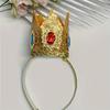 Elegant Glitter Golden Crown Headband, Birthday Halloween Cosplay King Queen Photo Prop, Party Funny Supply, Stage Performance Accessory