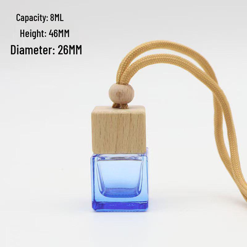 In Stock 8ml Square Car Aromatherapy Bottle - Transparent Glass Pendant Diffuser