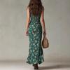 2026 idyllic summer new small floral printing slim-fitting and thin waist large skirt strap dress