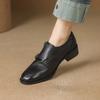 Fashion Women Oxford Low Heel 2025 Spring Shoes for Woman Genuine Leather Brogues Vintage Buckle Loafers Casual Black Brown Girls Shoes