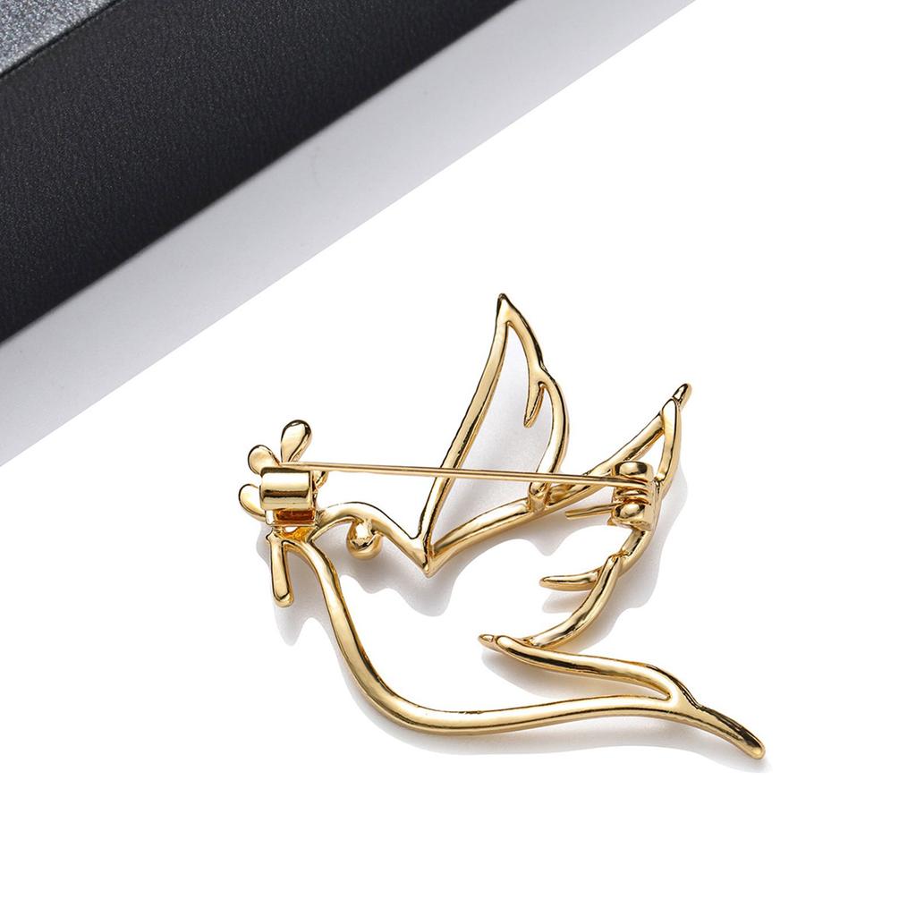 Dutý vyřezávaný pin holubice míru a olivové ratolesti ve vintage stylu, slitina, vintage slitina, pin holubice, doplněk k formálnímu oblečení